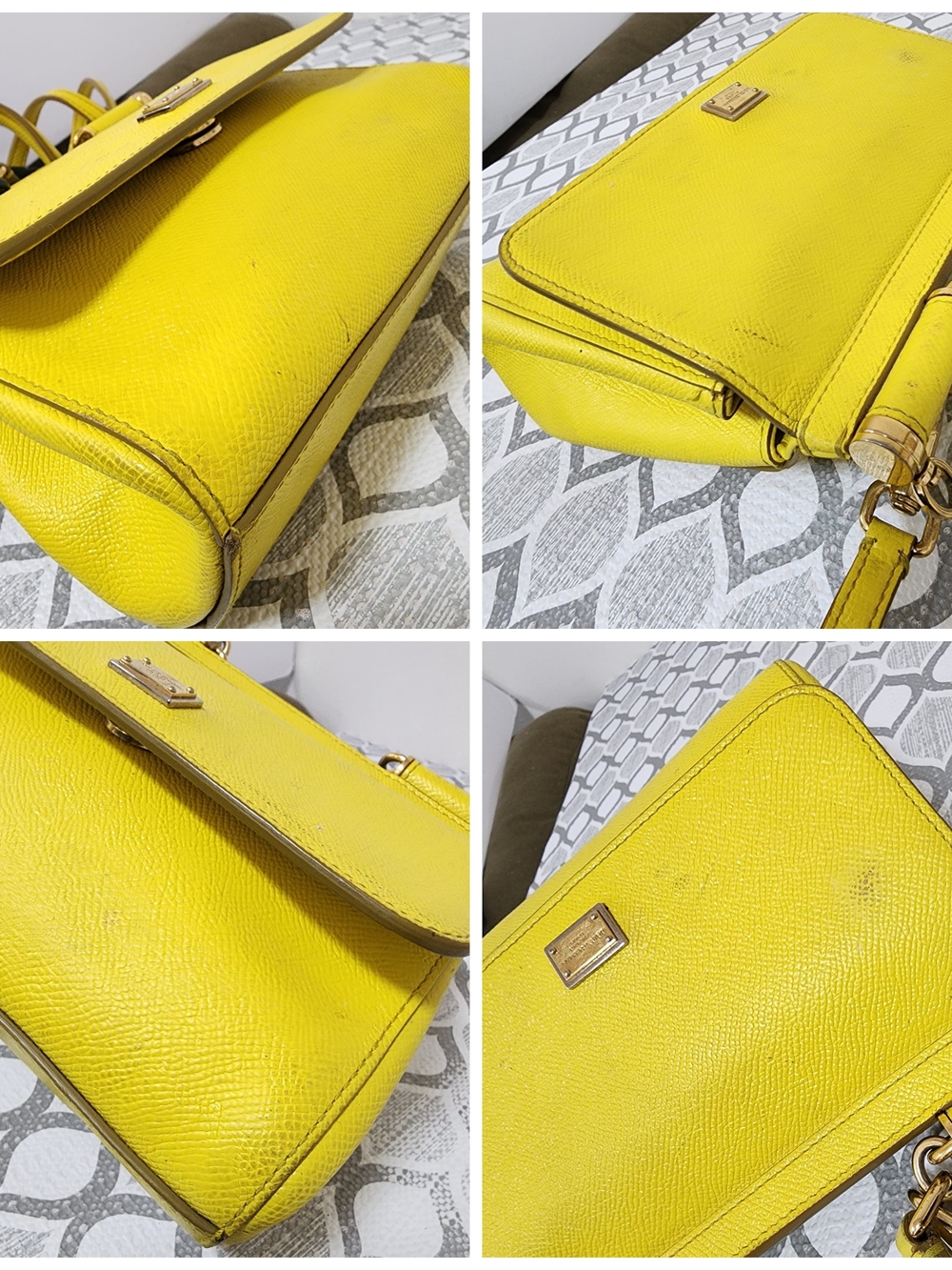 DOLCE & GABBANA Dauphine Small Miss Sicily Satchel Bag Yellow - Picture 12 of 16